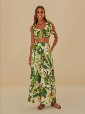 FARM RIO Printed Pleat-Front Wide Leg Pants